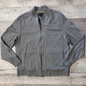 Banana Republic Bomber Jacket Luxe Touch Performance Men L Grey Cotton Full Zip